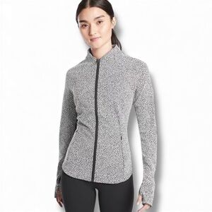 NWT ATHLETA Salutation Jacquard Jacket - Micro Cheetah Black/Seasalt Plus 1X